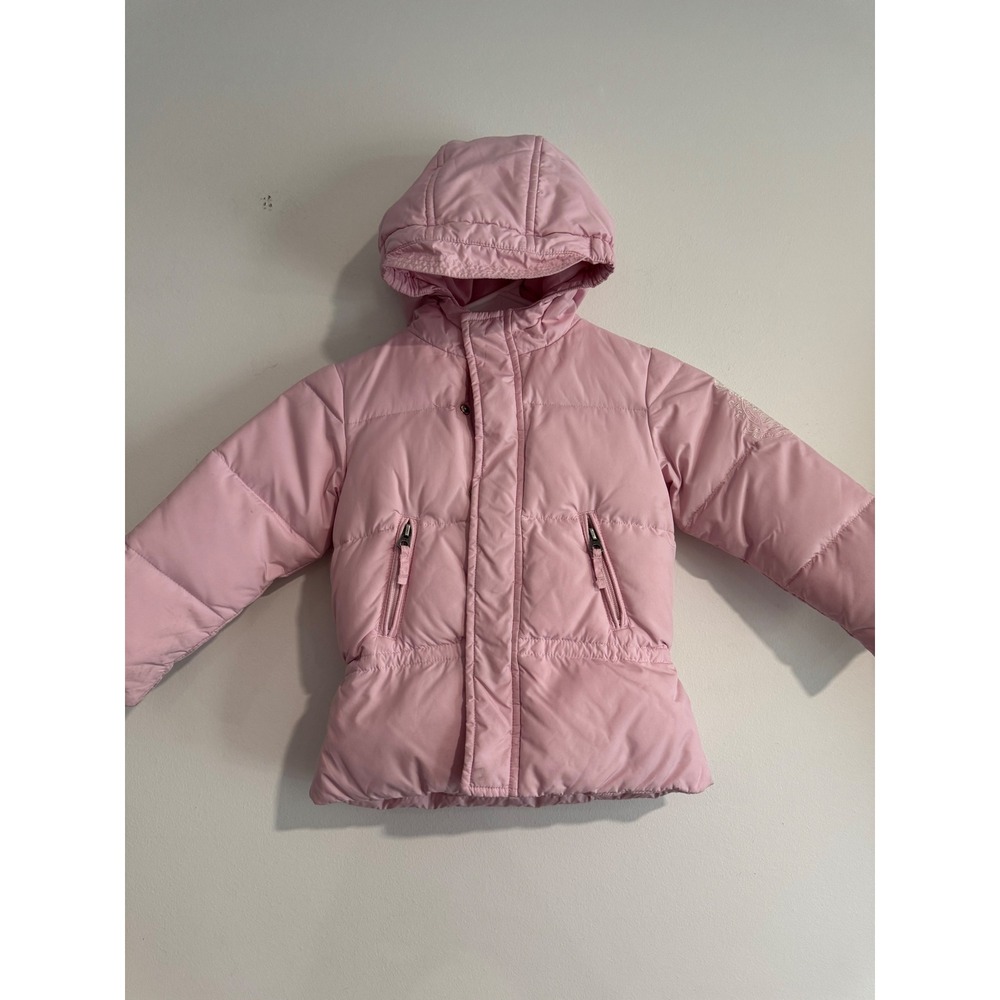 Ralph Lauren Down Puffer Jacket Girls 3T Pink Hooded Warm Winter Coat Outerwear